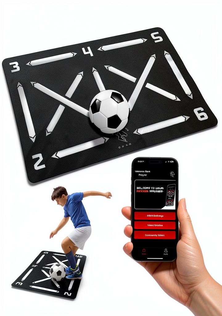 Warhorse Gear Soccer Training Mat being unboxed and laid out on a wooden floor