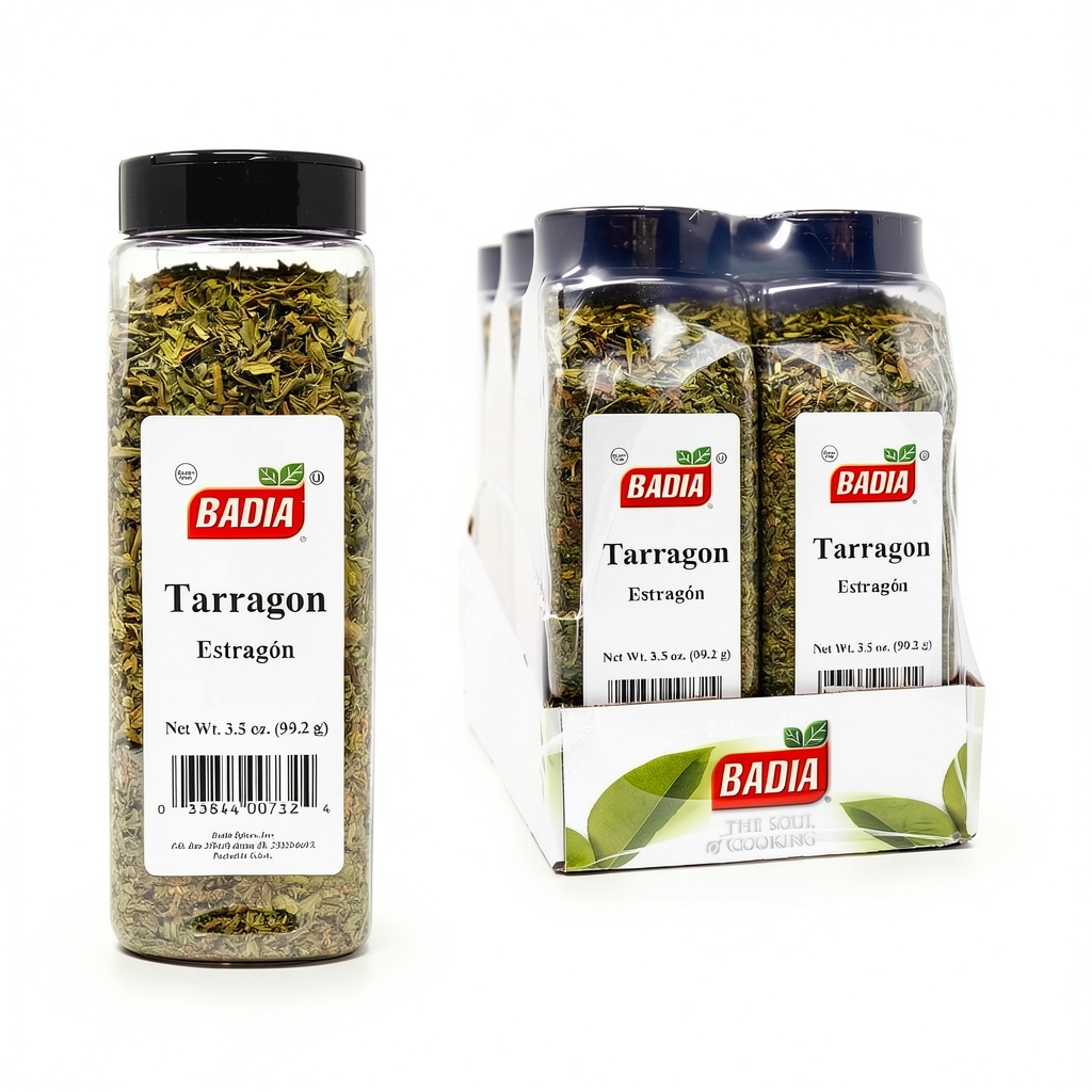 Badia Tarragon Spices package displayed on a kitchen counter